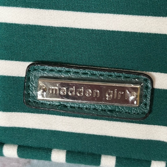 New MADDEN GIRL Green/stripe Women’s Backpack - Picture 7 of 13